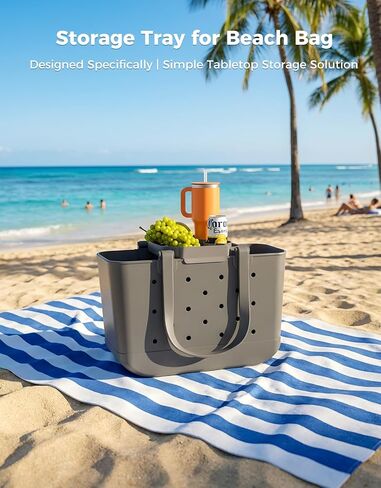 ZHANDEYUA Beach Bag Tray Accessory Compatibility with Bogg Bag and Simple Modern Large Beach Bag Beach Bags for Women Storage Desk (Colour: Grey) in Saudi Arabia