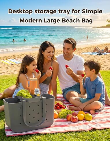 ZHANDEYUA Beach Bag Tray Accessory Compatibility with Bogg Bag and Simple Modern Large Beach Bag Beach Bags for Women Storage Desk (Colour: Grey) in Saudi Arabia