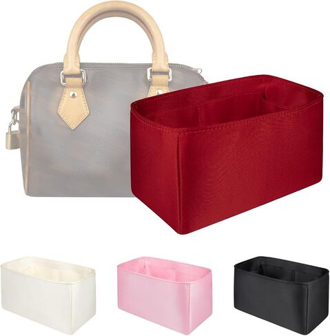 Organizer Insert for Speedy Nano16/20/25/30, Satin Inner Bag Organiser(Size: 25, Color: Red) in Saudi Arabia