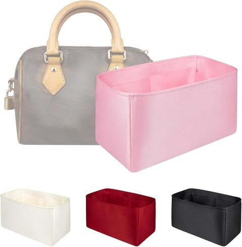 Organizer Insert for Speedy Nano16/20/25/30, Satin Inner Bag Organiser(Size: 25, Color: Red) in Saudi Arabia