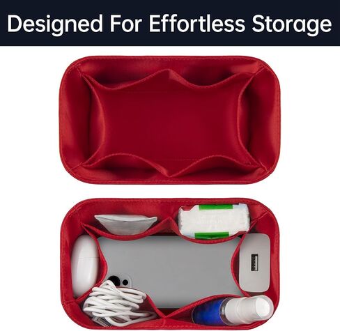 Organizer Insert for Speedy Nano16/20/25/30, Satin Inner Bag Organiser(Size: 25, Color: Red) in Saudi Arabia