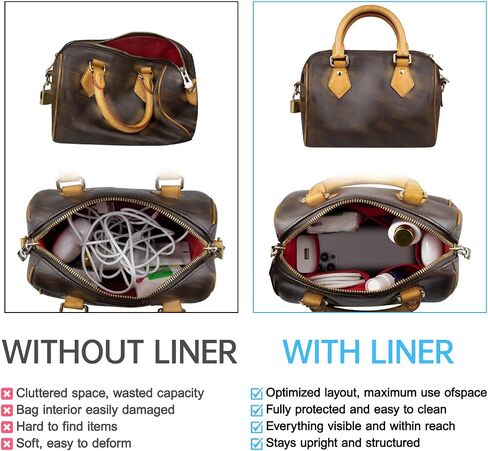Organizer Insert for Speedy Nano16/20/25/30, Satin Inner Bag Organiser(Size: 25, Color: Red) in Saudi Arabia