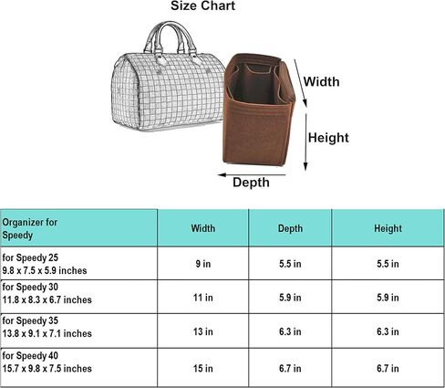 Purse Organizer for lv Speedy 25/30/35/40; lv Speedy Organizer Insert (Brown, lvspeedy 30) in Kuwait