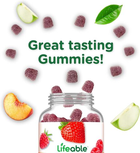 Lifeable Sugar Free Elderberry Gummies with Vitamin C and Zinc | Great Tasting Sambucus Elderberry Immune Support Supplement | Kosher, Vegan, Non GMO Black Elderberry for Adults | 60 Gummies in Kuwait
