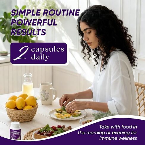 Elvera Elderberry, Elvera Gut Support Complex، 1200 مجم من مستخلص Sambucus Elderberry، الزنك + فيتامين C تركيبة متقدمة، صحة الجهاز الهضمي وتعزيز الطاقة، 60 كبسولة in Kuwait