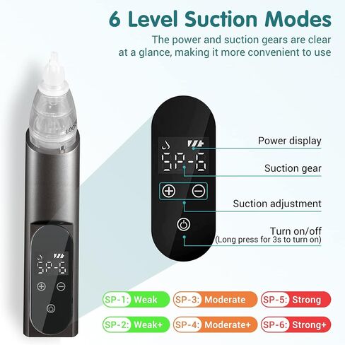 Ear Wax Vacuum Removal Kit with Carrying Case, 6 Levels Strong Suction Electric Ear Cleaner Ear Vacuum Wax Remover, USB Charge Ear Suction Wax Remover Tool for Kids Adult in Saudi Arabia