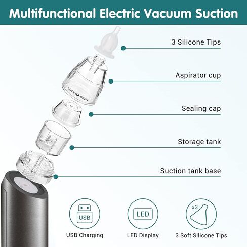 Ear Wax Vacuum Removal Kit with Carrying Case, 6 Levels Strong Suction Electric Ear Cleaner Ear Vacuum Wax Remover, USB Charge Ear Suction Wax Remover Tool for Kids Adult in Saudi Arabia