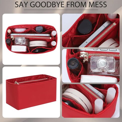 Doxo LV Speedy 20 Organizer Insert, Premium Nylon Small Purse Organizer Insert with 11 Compartments & Zipper Pocket, Perfect-Fit Waterproof Bag Organizer Insert for LV Speedy 20 Handbag (Red, Small) in Saudi Arabia