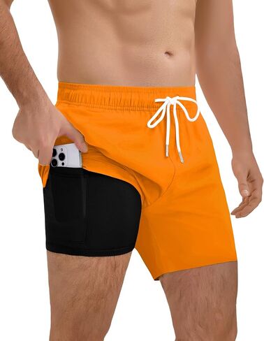 Lncropo 2 in 1 Mens Swim Trunks with Compression Liner 5 Inch Swim Shorts Quick Dry Bathing Suit Swimsuits in Saudi Arabia