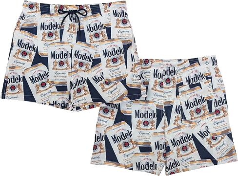 Ripple Junction Beer Brands Men's Drawstring Swim Trunks Board Shorts Graphic Print Officially Licensed in Kuwait