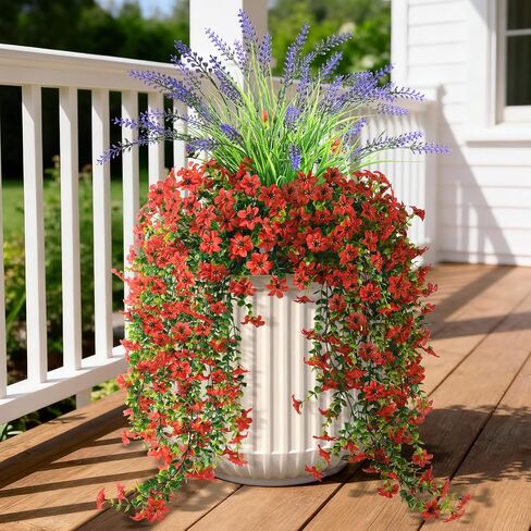 INQCMY Artificial Flowers for Outdoor Faux Hanging Plants Spring Outside Decoration,2Bundles Fake Silk Flowers Realistic Outdoor Flowers No Fade UV Resistant Porch Patio Window Yard Balcony Decor in Saudi Arabia
