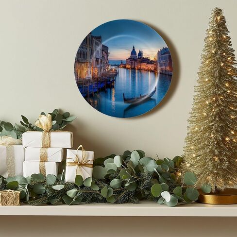 Decorative Ceramic Plates for Display with Stand, 8" Venice sunrise gondolas San Venice Italy Dinner Plate for Wall Hanging Tabletop Decor Home Housewarming Gifts in Saudi Arabia