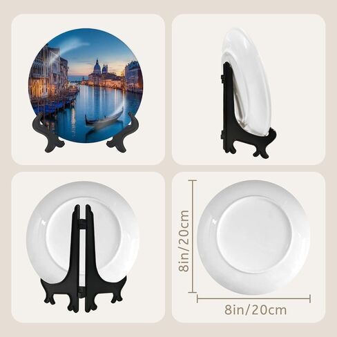 Decorative Ceramic Plates for Display with Stand, 8" Venice sunrise gondolas San Venice Italy Dinner Plate for Wall Hanging Tabletop Decor Home Housewarming Gifts in Saudi Arabia