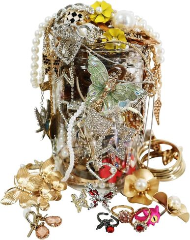Mystery Jewelry Jar Set - Available in Two Different Specifications（necklaces, earrings, rings, bracelets, keychains, and hair clips,） with postcards, envelopes, and gift bags, Birthday Gifts for Her or help yourself in Kuwait