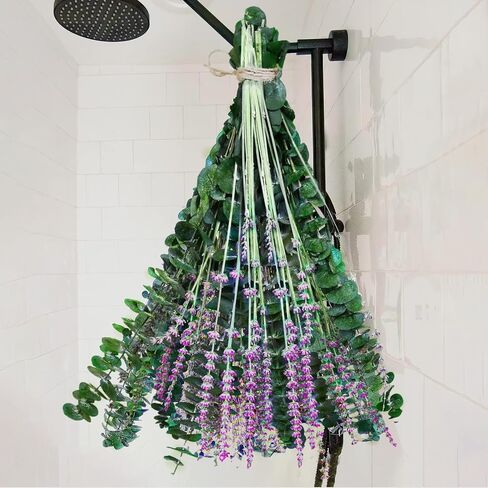 68 Pcs Dried Preserved Eucalyptus Stems & Lavender Flowers Bundles for Shower, 17'' Natural Real Live Eucalyptus Leaves Hanging Lavender Shower Plant, Fragrance, Decor in Saudi Arabia