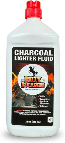 1 Quart Lighter Fuel Bottle, Clean Burning & Fast Lighting Lighter Fluid, Charcoal Lighter Fluid, Perfect Fire Starter for Outdoor BBQ, Camping, Charcoal & Wood Fires & Bonfires by Billy Buckskin in Kuwait
