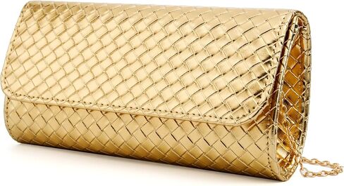 Women's Woven Evening Bag Faux Leather Shoulder Handbag Fashion Crossbody Clutch Purse in Saudi Arabia