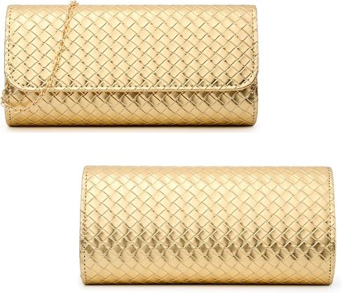Women's Woven Evening Bag Faux Leather Shoulder Handbag Fashion Crossbody Clutch Purse in Saudi Arabia