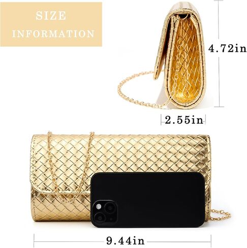 Women's Woven Evening Bag Faux Leather Shoulder Handbag Fashion Crossbody Clutch Purse in Saudi Arabia