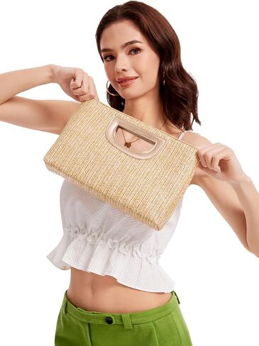 Straw Clutch Purse for Women Formal Evening Bag Faux Raffia Clutch for Wedding Prom Dinner in Saudi Arabia