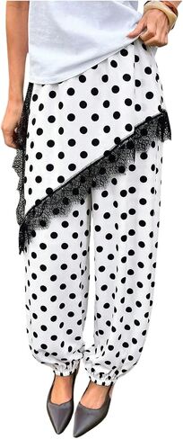 Verdusa Women's Lace Skirt Flowy Pants Wide Leg Balloon Pants Spring Outfits in Kuwait