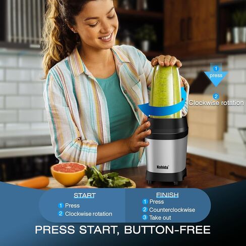 Nahida Blender for Smoothies, 1200W Smoothie Blender for Ice Crushing, Blenders with (2) 6-Fin Blades, Personal Blenders for Kitchen with 23oz, 32oz, 37oz Easy Go Cups for Juices, Silver in Kuwait