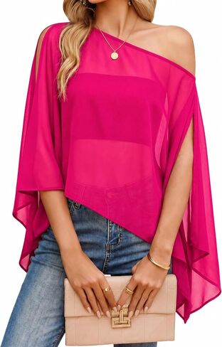 Avidlove Womens Off the Shoulder Flowy Tops Casual Fashion Blouses Batwing Sleeve Chiffon Shirts Going Out Tops in Saudi Arabia