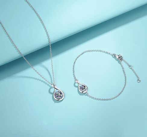 FANCIME مجموعة مجوهرات الكسندريت يونيو خاتم جوهرة للنساء سوار الفضة الاسترليني قلادة لا نهاية لها أقراط الأحجار الكريمة الذكرى السنوية هدايا عيد الميلاد للنساء in Kuwait