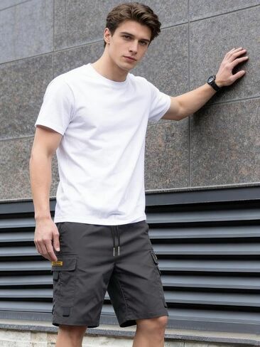 Men’s Casual Sweat Cargo Cotton Shorts Drawstring Elastic Waist Short Athletic Workout Gym Jogger Shorts with Pockets in Kuwait