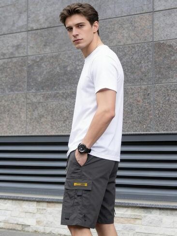 Men’s Casual Sweat Cargo Cotton Shorts Drawstring Elastic Waist Short Athletic Workout Gym Jogger Shorts with Pockets in Kuwait
