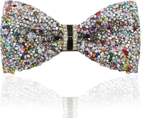 Rhinestone Mens Bow Tie, Pre-tied Sparkle Bow Ties for Men Adjustable Sequin Bowtie for Party Prom Wedding Daily in Saudi Arabia