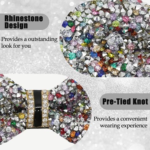 Rhinestone Mens Bow Tie, Pre-tied Sparkle Bow Ties for Men Adjustable Sequin Bowtie for Party Prom Wedding Daily in Saudi Arabia