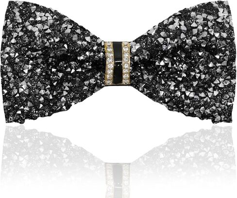 Rhinestone Mens Bow Tie, Pre-tied Sparkle Bow Ties for Men Adjustable Sequin Bowtie for Party Prom Wedding Daily in Saudi Arabia