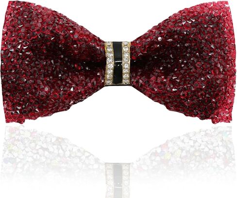 Rhinestone Mens Bow Tie, Pre-tied Sparkle Bow Ties for Men Adjustable Sequin Bowtie for Party Prom Wedding Daily in Saudi Arabia