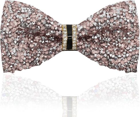 Rhinestone Mens Bow Tie, Pre-tied Sparkle Bow Ties for Men Adjustable Sequin Bowtie for Party Prom Wedding Daily in Saudi Arabia