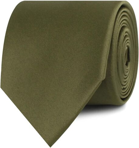 OTAA Olive Green Satin Necktie Casual Ties for Men - Perfect Neck Tie for Groomsmen Wedding Ties or Formal Occasions - Ideal Gifts for Him in Kuwait