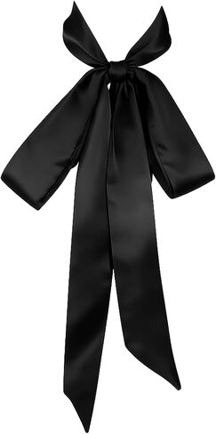 Bow Tie for Women, Self Tie Satin Ribbon Bow Ties, Long Ribbon Scarf Belt Waist Belt Folding Bowties Accessory for Dresses Bridal Wedding Party Uniform Cosplay, Black in Kuwait