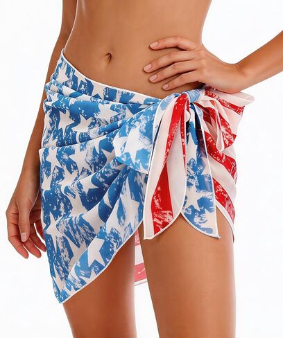 American Flag Cover Up 4th of July Patriotic Beach Skirt Multipurpose USA Flag Swim Outfit for World Cup, Festivals, Vacation in Kuwait