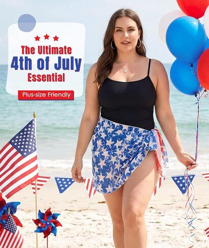 American Flag Cover Up 4th of July Patriotic Beach Skirt Multipurpose USA Flag Swim Outfit for World Cup, Festivals, Vacation in Kuwait