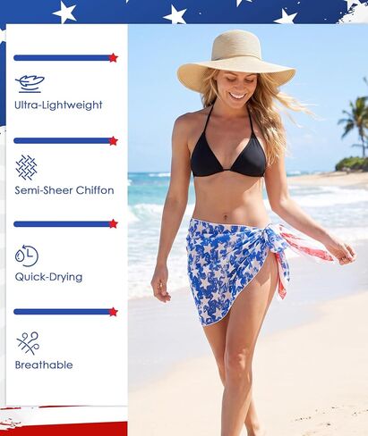 American Flag Cover Up 4th of July Patriotic Beach Skirt Multipurpose USA Flag Swim Outfit for World Cup, Festivals, Vacation in Kuwait