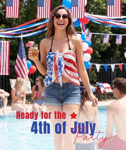American Flag Cover Up 4th of July Patriotic Beach Skirt Multipurpose USA Flag Swim Outfit for World Cup, Festivals, Vacation in Kuwait