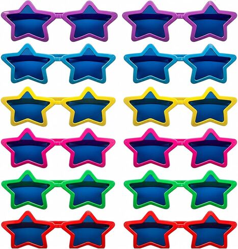 12 Pieces Star-Shaped Jumbo Plastic Sunglasses, Oversized Giant Funny Glasses Jumbo Novelty Clown Eyewear for Festival Costume Cosplay Party Photo Prop Supplies Accessories in Saudi Arabia