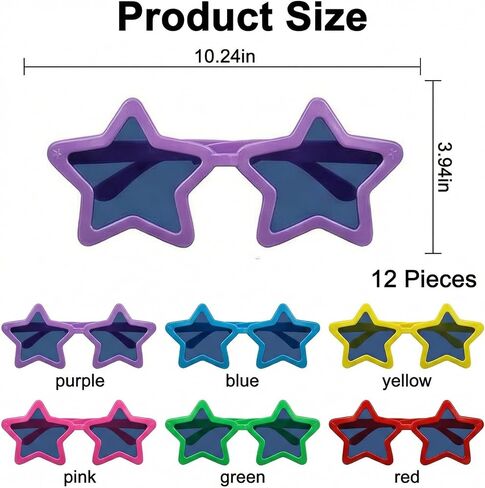 12 Pieces Star-Shaped Jumbo Plastic Sunglasses, Oversized Giant Funny Glasses Jumbo Novelty Clown Eyewear for Festival Costume Cosplay Party Photo Prop Supplies Accessories in Saudi Arabia