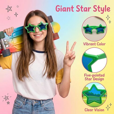 12 Pieces Star-Shaped Jumbo Plastic Sunglasses, Oversized Giant Funny Glasses Jumbo Novelty Clown Eyewear for Festival Costume Cosplay Party Photo Prop Supplies Accessories in Saudi Arabia
