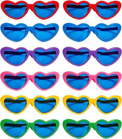 12 Pieces Heart-Shaped Jumbo Plastic Sunglasses, Oversized Giant Funny Glasses Jumbo Novelty Clown Eyewear for Festival Costume Cosplay Party Photo Prop Supplies Accessories in Saudi Arabia