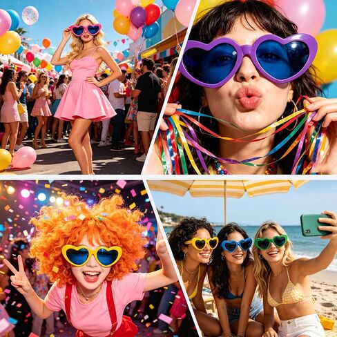 12 Pieces Heart-Shaped Jumbo Plastic Sunglasses, Oversized Giant Funny Glasses Jumbo Novelty Clown Eyewear for Festival Costume Cosplay Party Photo Prop Supplies Accessories in Saudi Arabia