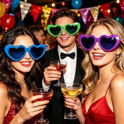 12 Pieces Heart-Shaped Jumbo Plastic Sunglasses, Oversized Giant Funny Glasses Jumbo Novelty Clown Eyewear for Festival Costume Cosplay Party Photo Prop Supplies Accessories in Saudi Arabia