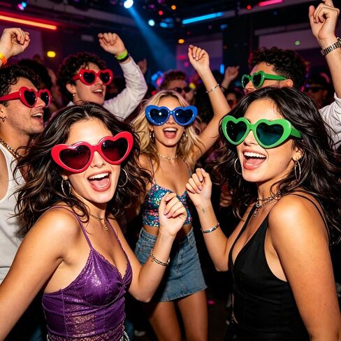 12 Pieces Heart-Shaped Jumbo Plastic Sunglasses, Oversized Giant Funny Glasses Jumbo Novelty Clown Eyewear for Festival Costume Cosplay Party Photo Prop Supplies Accessories in Saudi Arabia