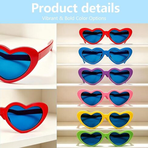 12 Pieces Heart-Shaped Jumbo Plastic Sunglasses, Oversized Giant Funny Glasses Jumbo Novelty Clown Eyewear for Festival Costume Cosplay Party Photo Prop Supplies Accessories in Saudi Arabia