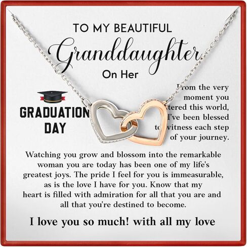To My Beautiful Granddaughter Necklace Gift On Her Graduation, College Graduation Gifts For Granddaughter, Graduation Gifts For Girls, Graduation Necklace For Her With Meaningful Message Card And Box in Saudi Arabia
